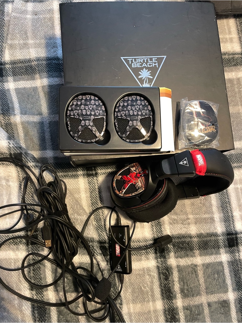Turtle Beach Black Marvel-Edition Gaming Headset with USB Chat Adapter